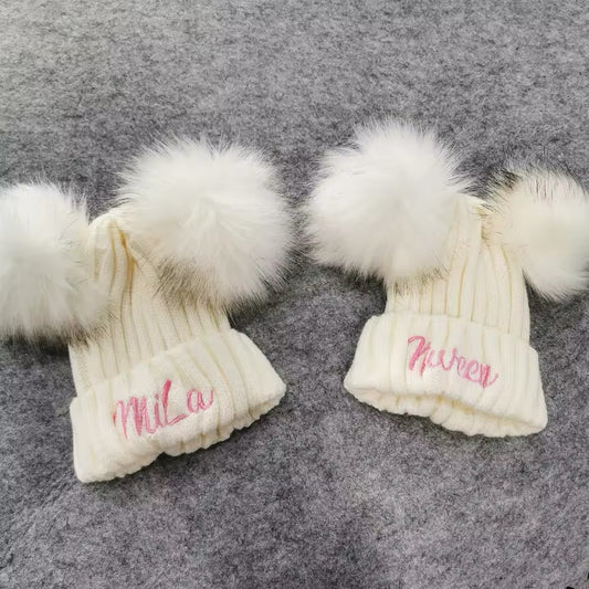 Personalised Pom Pom Beanie set